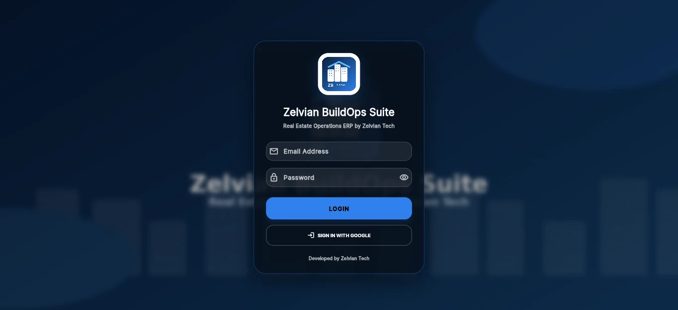 Zelvian BuildOps actual interface screenshot