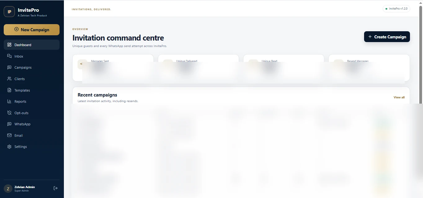 InvitePro actual interface screenshot